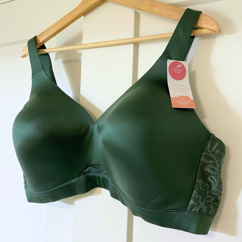 NWT Cacique Comfort Bliss Lightly Lined No Wire Lace Trim Bra - Womens 44D